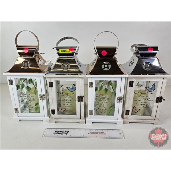Memorial Candle Lanterns ~ Forever in our Hearts (4) (each with Batt Op Candle) (12-3/4"H x 6-1/4"W 