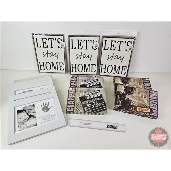 Décor Wall Hangings - Variety (14) : - Fathers / Baby Frame (5) - Projector (3) - Clapper (3) - Let'