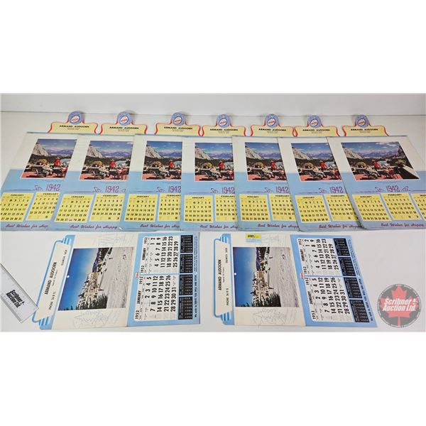 Vintage ESSO / IMPERIAL UNUSED Calendars (9) - 1942 (7) : (21-3/4" x 13") - 1952 (2) : (17-1/4" x 11