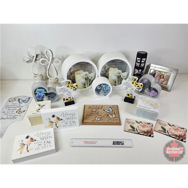 Memorial Themed Home Decor items with uplifting quotes and butterfly motifs (19pcs) : (Incl. Plaques