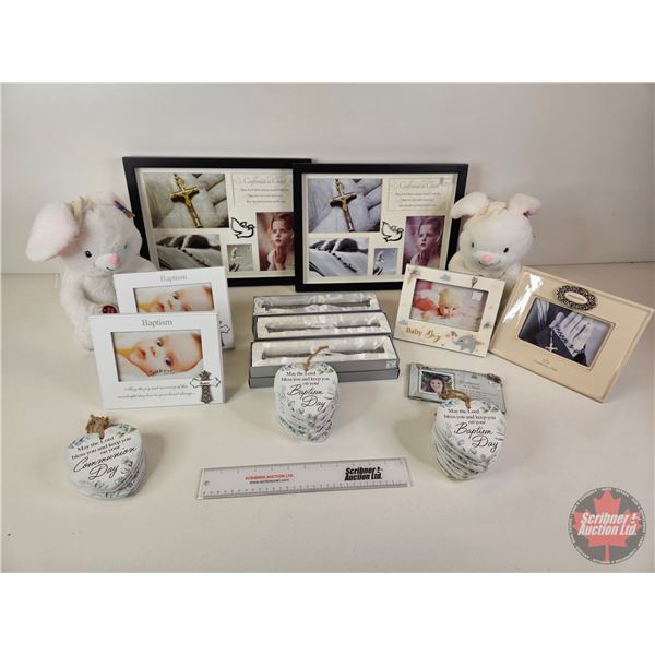 Large Variety (41pcs) : Children's Baptism / Communion / Confirmation Keepsakes & Plush Bunnies (2)