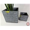 Image 2 : Green Artificial Monstera Plant (potted in a stone look square planter) + Smaller Matching Square Pl