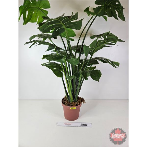 Green Artificial Monstera Plant (potted in a plastic pot) (Total 40"H)