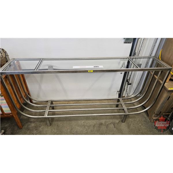 Art Deco Glass-Top Console Table  (34"H x 68"W x 13"D)