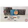 Image 1 : Novelty Grouping : Tin Signs (4); Fridge Magnets (Variety); Mini Desktop "Do Not Enter" Sign (Tin Si