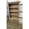 Image 1 : Stripped pine step back cupboard , three upper shelves, and a base cabinet with panelled doors (76"H