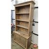Image 2 : Stripped pine step back cupboard , three upper shelves, and a base cabinet with panelled doors (76"H