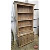Image 3 : Stripped pine step back cupboard , three upper shelves, and a base cabinet with panelled doors (76"H