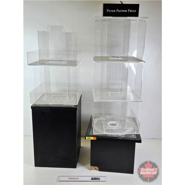 Set of Clear Acrylic Rotating Display Cases (Black bases):  - Three-Tier : "Peter Pauper Press" (Sli