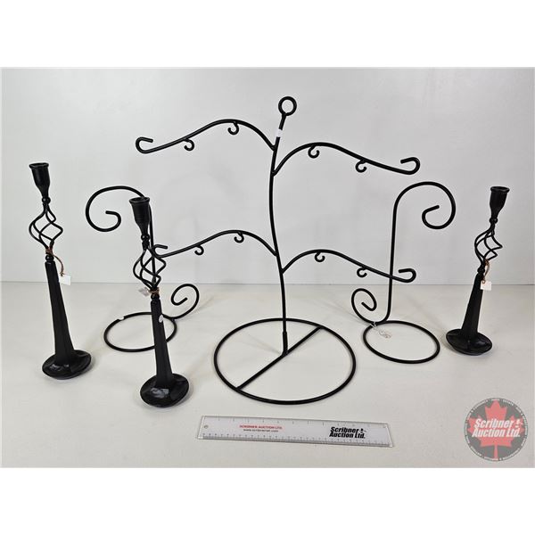 Combo: Candle Holders & Ornament Tree (20-1/2"H)
