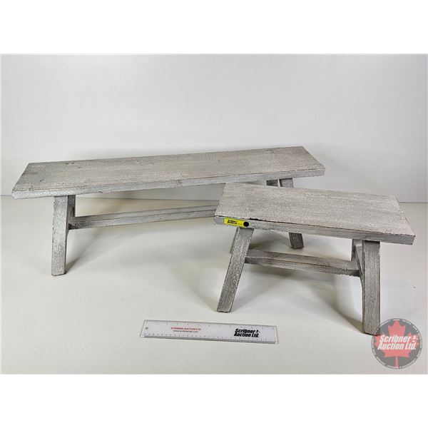 Décor Plant Stands / Benches (2) (Largest Measures: 10"H x 33"W x 10-1/2"D)