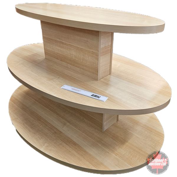 3-Tier Maple Laminate Oval Display Unit (42-1/2"H x 60"L x 42"D)