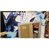 Image 4 : Decorative Floor Bevelled Mirror (Blue Floral) (Total Measures: 59"H x 23"W)