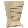 Image 2 : 4-way Maple Melamine Slatwall Pinwheel Merchandiser Tower on Castors (55"H x 36"W x 36"D)