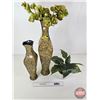 Image 2 : Décor Tin Vases with Artificial Greenery + Small Artificial Potted Plant (Note: Tin Vases have Weigh