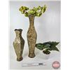 Image 3 : Décor Tin Vases with Artificial Greenery + Small Artificial Potted Plant (Note: Tin Vases have Weigh