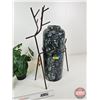 Image 2 : Décor Combo: Iron Deer Vase Holder & Large Ceramic Vase & 3 Small Artificial Potted Plants (Deer Mea