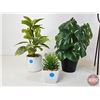 Image 4 : Décor Combo: Iron Deer Vase Holder & Large Ceramic Vase & 3 Small Artificial Potted Plants (Deer Mea