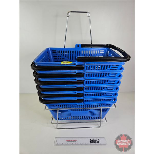 Shopping Baskets (Blue) (7) with Stand (Stand Measures: 28-1/2"H)