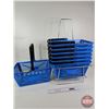 Image 2 : Shopping Baskets (Blue) (7) with Stand (Stand Measures: 28-1/2"H)