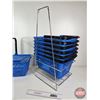 Image 4 : Shopping Baskets (Blue) (7) with Stand (Stand Measures: 28-1/2"H)
