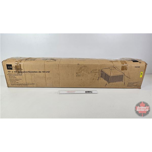 Living Accents 10ft x 10ft Gazebo (NIB) (Box Measures: 8"H x 45"W x 9"D)