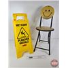Image 1 : Combo: Happy Face Folding Chair & Wet Floor Caution Sign
