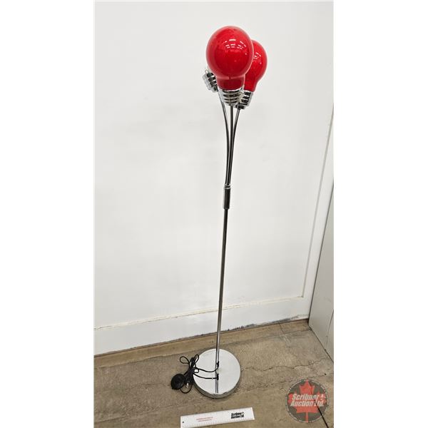 Pop Art Floor Lamp - Red Glass Shades (One Shade Missing) (Total 57"H)