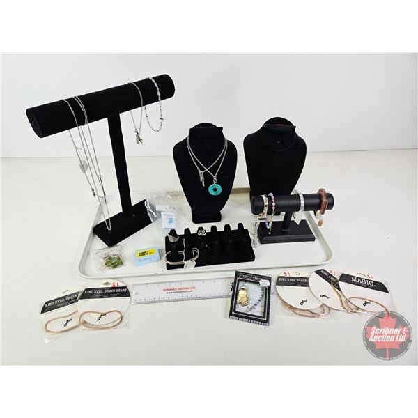 Selection of Jewellery & Store Displays including Necklace, Palm Bracelets, Rings, Bracelets, etc