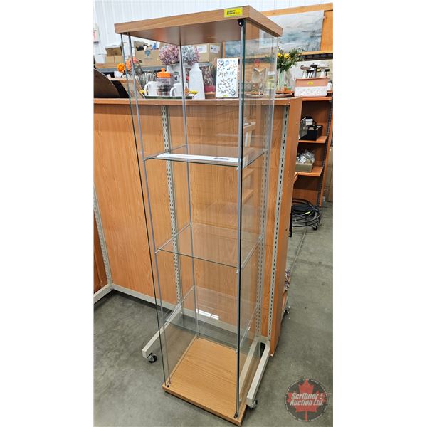 Pillar Glass Display Case (3 Sides) (Note : No Door) (Measures : 64-1/2"H x 15-3/4"W x 14"D)
