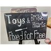 Image 5 : Combo : Big Shot Magnetic Dart Board ; Steampowered Man Cave Sign ; Toys & Broken Hearts Sign ; Duck