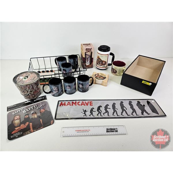 Combo (14pcs) : Duck Dynasty Coffee Cups & Mousepad ; Mancave Sign ; American Expedition Travel Mugs