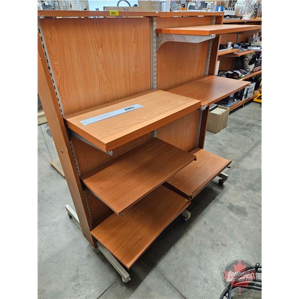 Modular Retail Shelving Unit on Castors c/w 9 Shelves (Measures : 55-1/2"H x 50-3/4"W x 31"D)