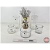 Image 1 : Glass Vases (6) c/w Light Up Decorative Branches  (Tallest Vase Measures : 10"H)