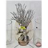Image 2 : Glass Vases (6) c/w Light Up Decorative Branches  (Tallest Vase Measures : 10"H)