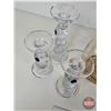 Image 5 : Glass Vases (3) & Glass Candle Stick Holders (3)  (Tallest Vase Measures : 10-3/4"H)