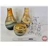 Image 1 : Blown Glass Vases (3) & Glass Candle Stick Holders (3) (Tallest Vase Measures : 14-1/2"H)