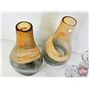Image 4 : Blown Glass Vases (3) & Glass Candle Stick Holders (3) (Tallest Vase Measures : 14-1/2"H)