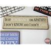 Image 5 : Wire Basket Lot w/Novelty Wooden Signs (8) (Basket Measures : 9"H x 20-1/2"W x 8"D)