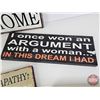 Image 7 : Wire Basket Lot w/Novelty Wooden Signs (8) (Basket Measures : 9"H x 20-1/2"W x 8"D)