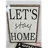 Image 8 : Wire Basket Lot w/Novelty Wooden Signs (8) (Basket Measures : 9"H x 20-1/2"W x 8"D)
