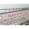 Image 9 : Wire Basket Lot w/Novelty Wooden Signs (8) (Basket Measures : 9"H x 20-1/2"W x 8"D)