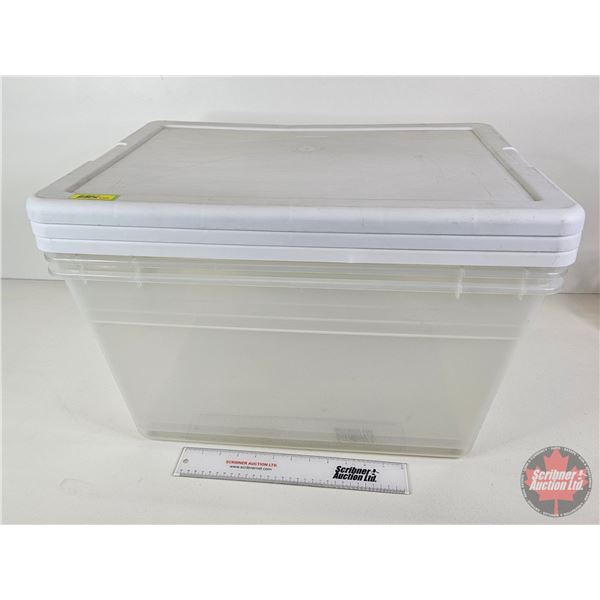 Totes (3) w/Lids  (Measures : 12"H x 22"W x 16"D)