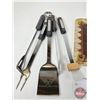 Image 2 : Combo : Glass Trout Cutting Board & Corvette BBQ Set  (Board Measures : 12"W x 16"L)