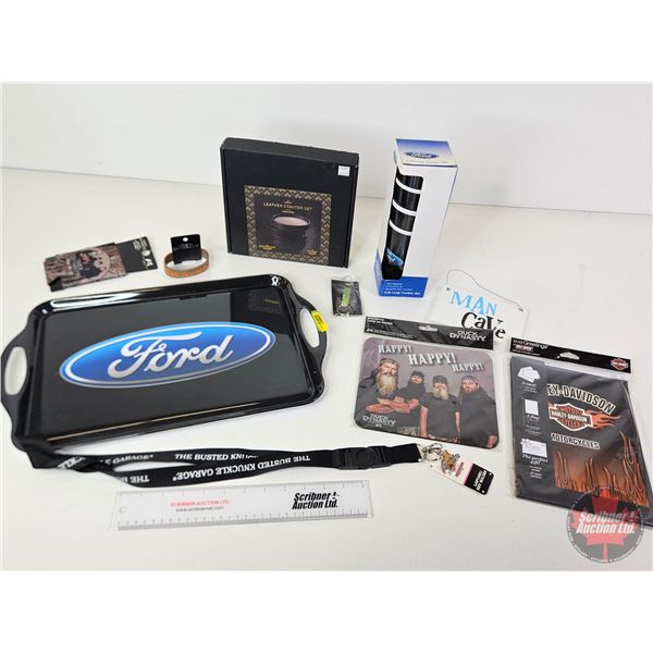 Combo (10pcs) : Ford Tray ; Leather Coaster Set ; Harley Davidson Gift Package ; Ford Melamine Drink