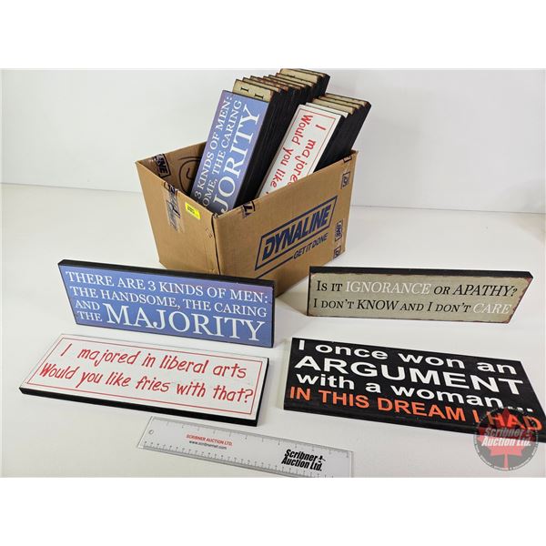 Variety Hardboard Novelty Signs (19)  (Largest Measures : 5-1/2"H x 15-3/4"W)