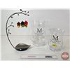 Image 1 : Clear Glass Vases  (2) MICA DECORATIONS "a thing of beauty is joy forever" & Store Ornament Display 