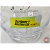 Image 7 : Clear Glass Vases  (2) MICA DECORATIONS "a thing of beauty is joy forever" & Store Ornament Display 