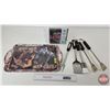 Image 1 : Combo : Man Cave Bear Tray ; Corvette BBQ Set & Napkin/Candle Set (Tray Measures : 11-3/4"W x 19"L)