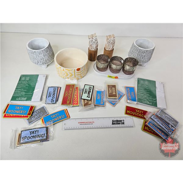 Décor Combo : Plant Pots (3) ; Candle Holders (3) ; Variety of Fridge Magnets ; Address Books (2)